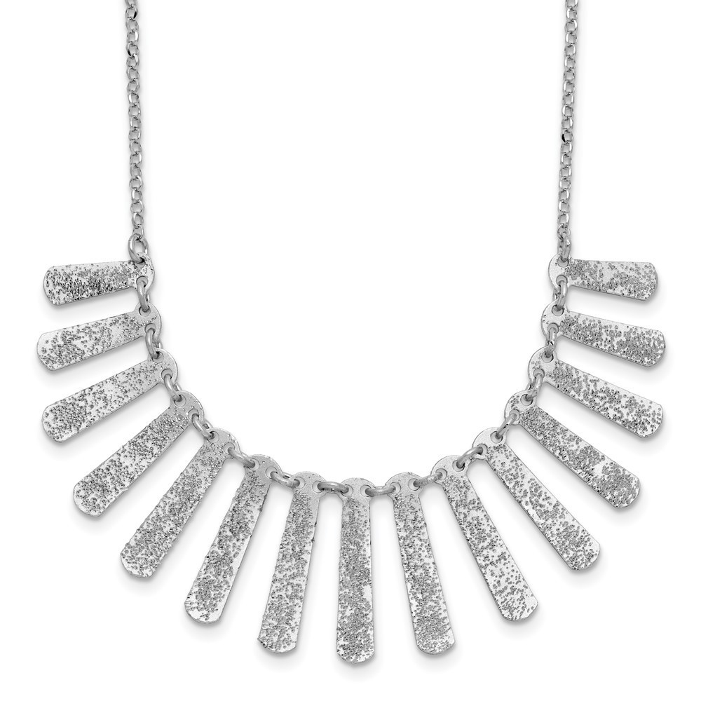 925 Sterling Silver Radiant Essence PolTextured Bars W 2in Ext Necklace 177$